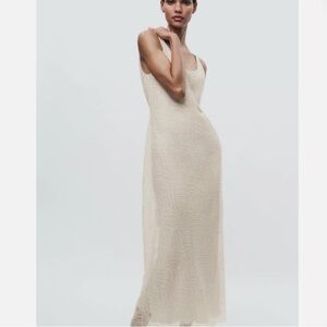 ZARA Sparkling Cream Maxi Dress sequins NWT - size XS - BLOG FAVE